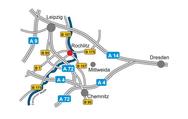 Lage der Großen Kreisstadt Rochlitz